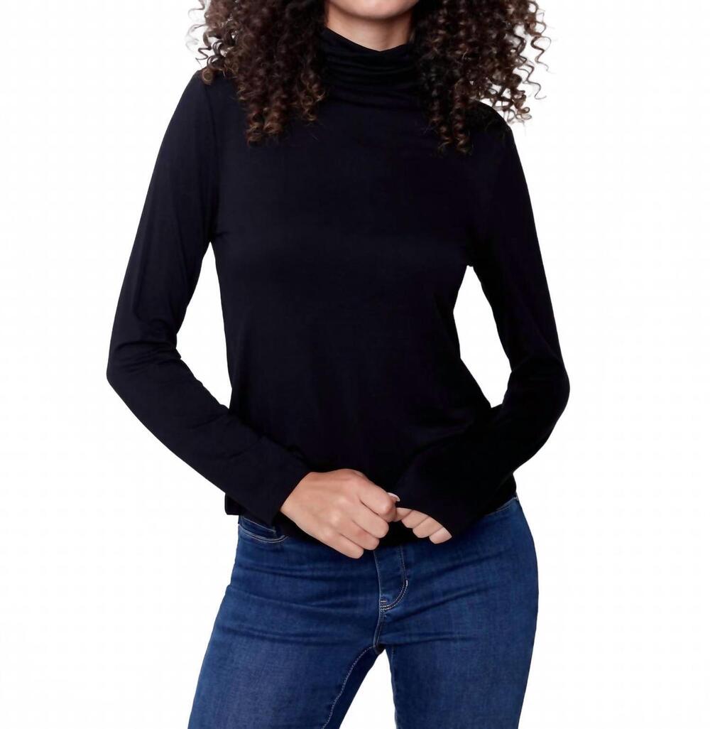 NEW CHARLIE B mock neck long sleeve top in black